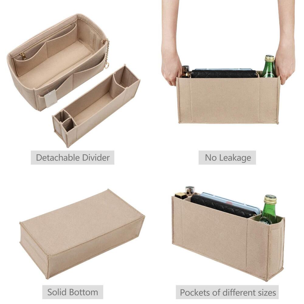 3762 Purse Organizer Insert, Felt Purse Organizer with Zipper and Sewn - Picture 2 of 7